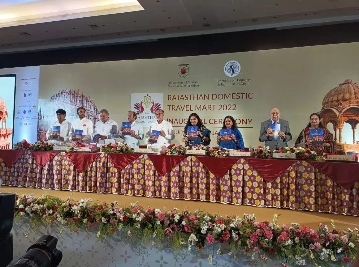 Release of Film Tourism Policy 2022 of Rajasthan at the Rajasthan Domestic Tourism Mart inaugural event by BD Kalla, Minister of Tourism Art and Culture, Rajasthan