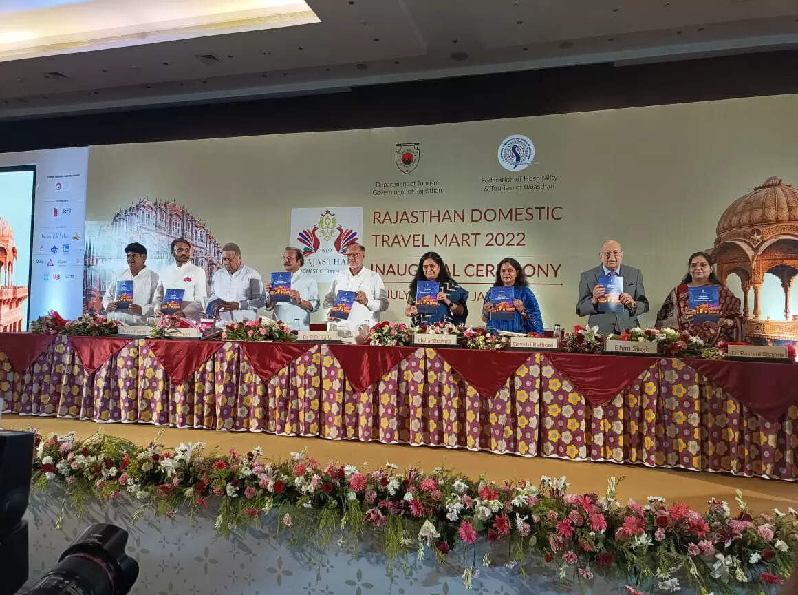 <p>Release of Film Tourism Policy 2022 of Rajasthan at the Rajasthan Domestic Tourism Mart inaugural event by BD Kalla, Minister of Tourism Art and Culture, Rajasthan<span class=