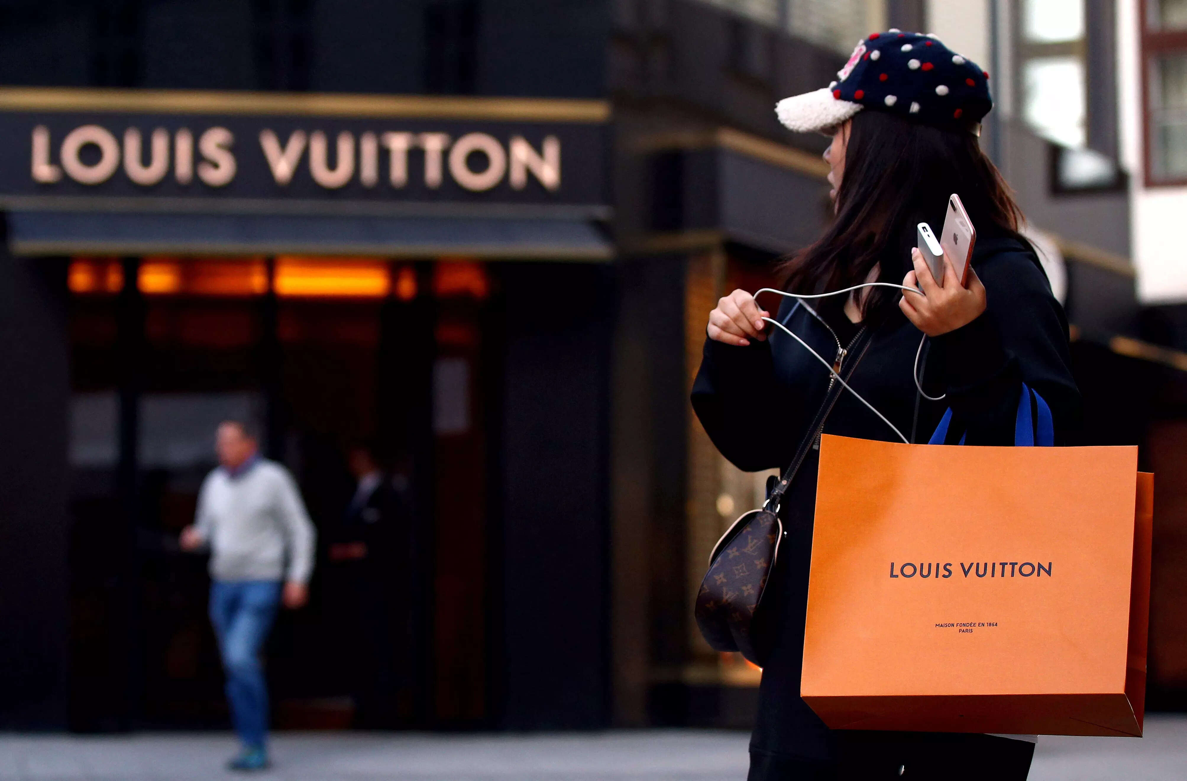 Louis Vuitton Christmas tree is seen at the Xujiahui Shopping