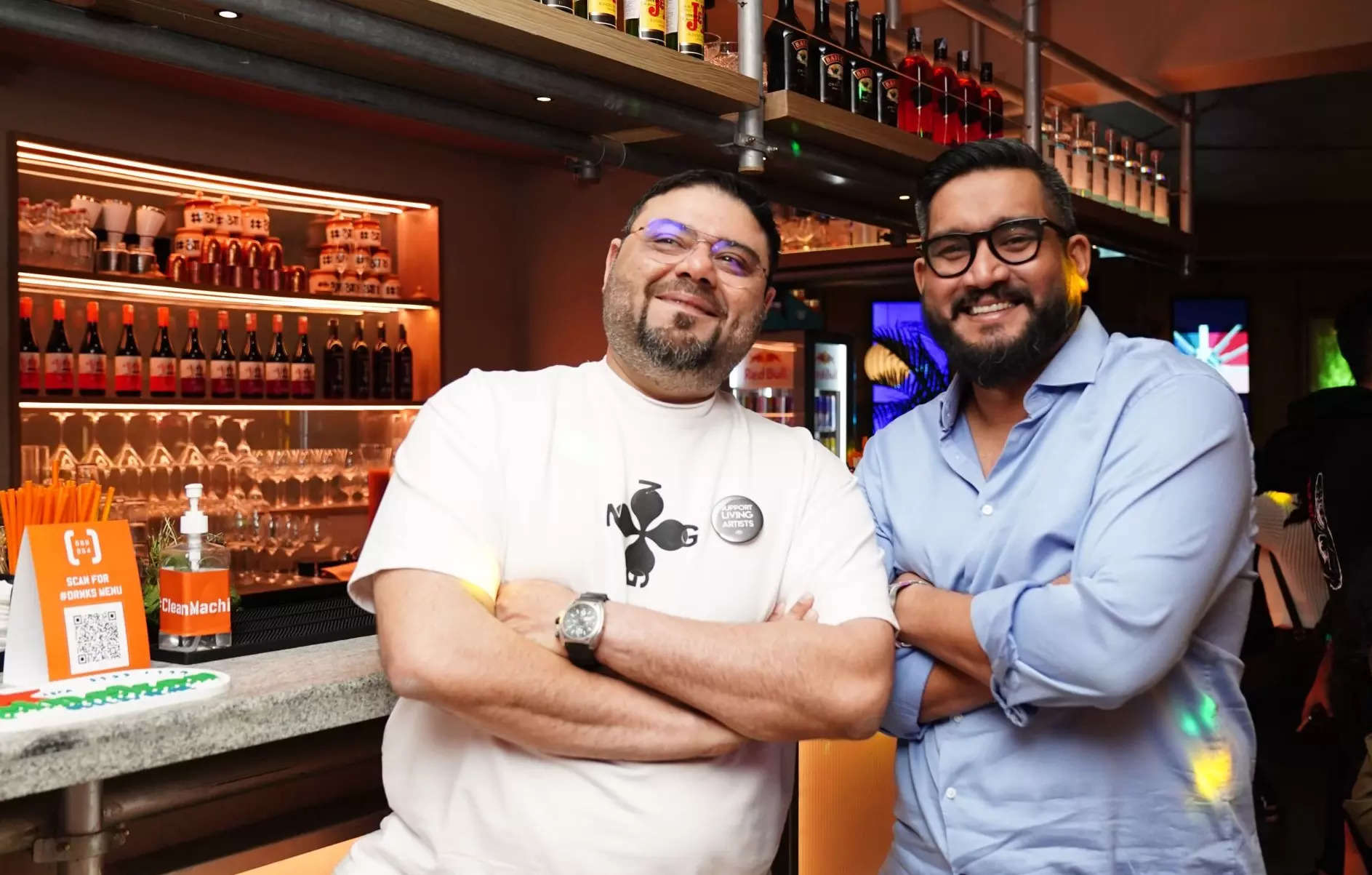  (L to R) Riyaaz Amlani, founder and MD of Impresario Handmade Restaurants with Mayank Bhatt, his CEO at the BEL Road SOCIAL which launched in Bengaluru on Friday, January 13, 2023. 