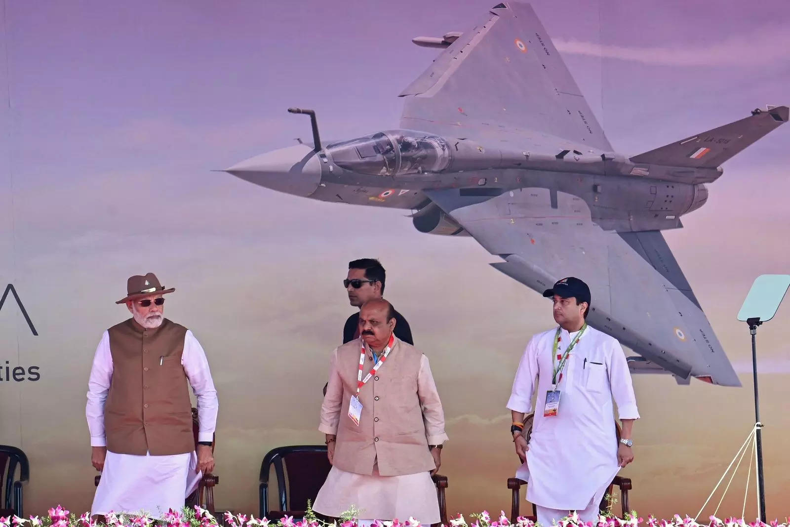  Prime Minister Narendra Modi attends the inauguration of the 14th edition of 'Aero India 2023' at the Yelahanka air force station in Bengaluru on Monday. (Photo by Manjunath KIRAN / AFP)
