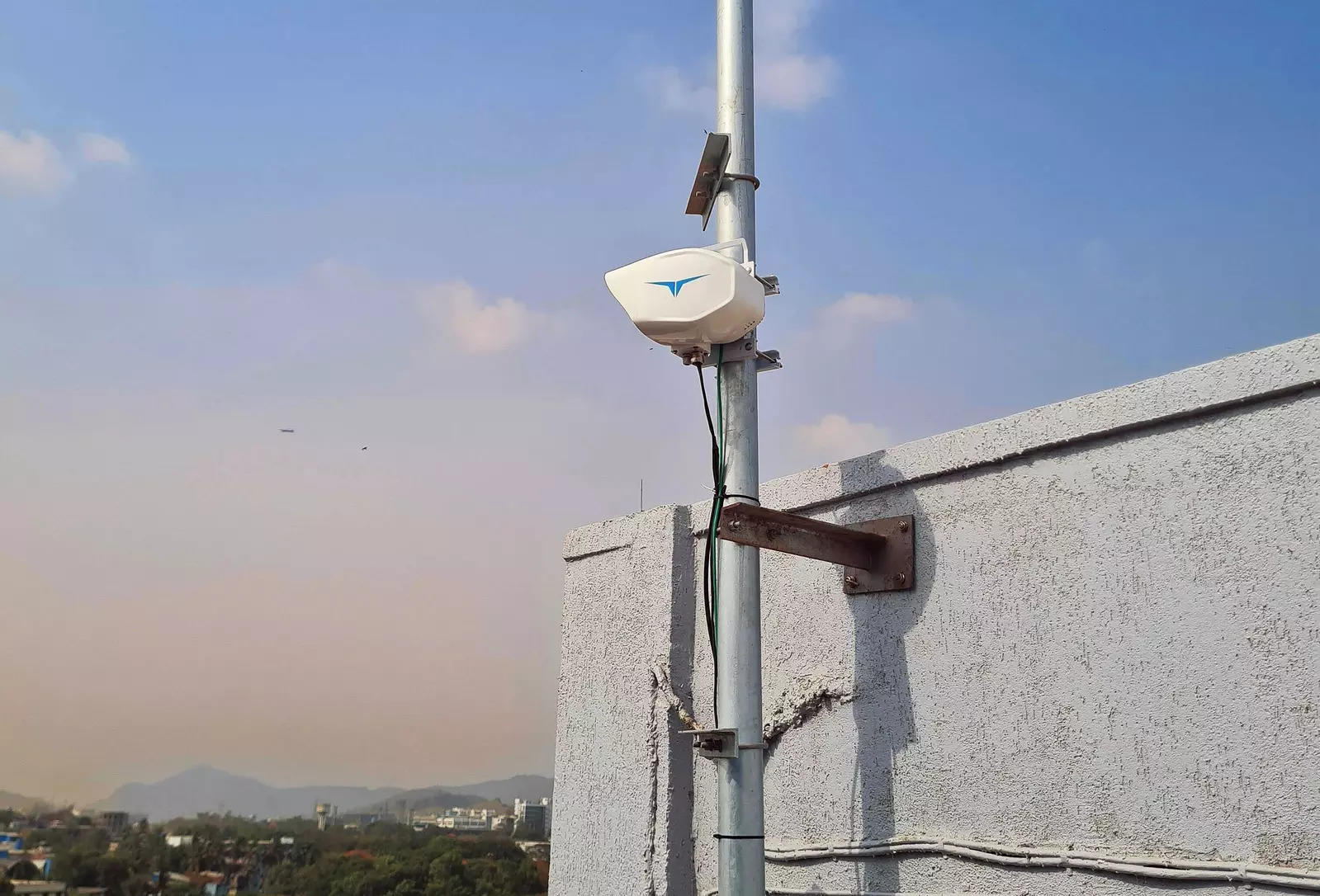  FILE PHOTO-Transcelestial's CENTAURI device, which connects to another CENTAURI via a wireless and invisible laser beam to deliver high-speed Internet connectivity for a leading enterprise Internet Service Provider in Asia, is seen at an unspecified location in South Asia, in this February 14, 2023 handout image obtained by REUTERS.