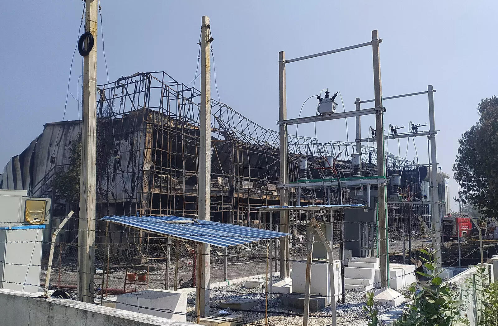  A view of damaged Apple supplier Foxlink is seen after a fire at its assembly facility in Tirupati district in Andhra Pradesh.
