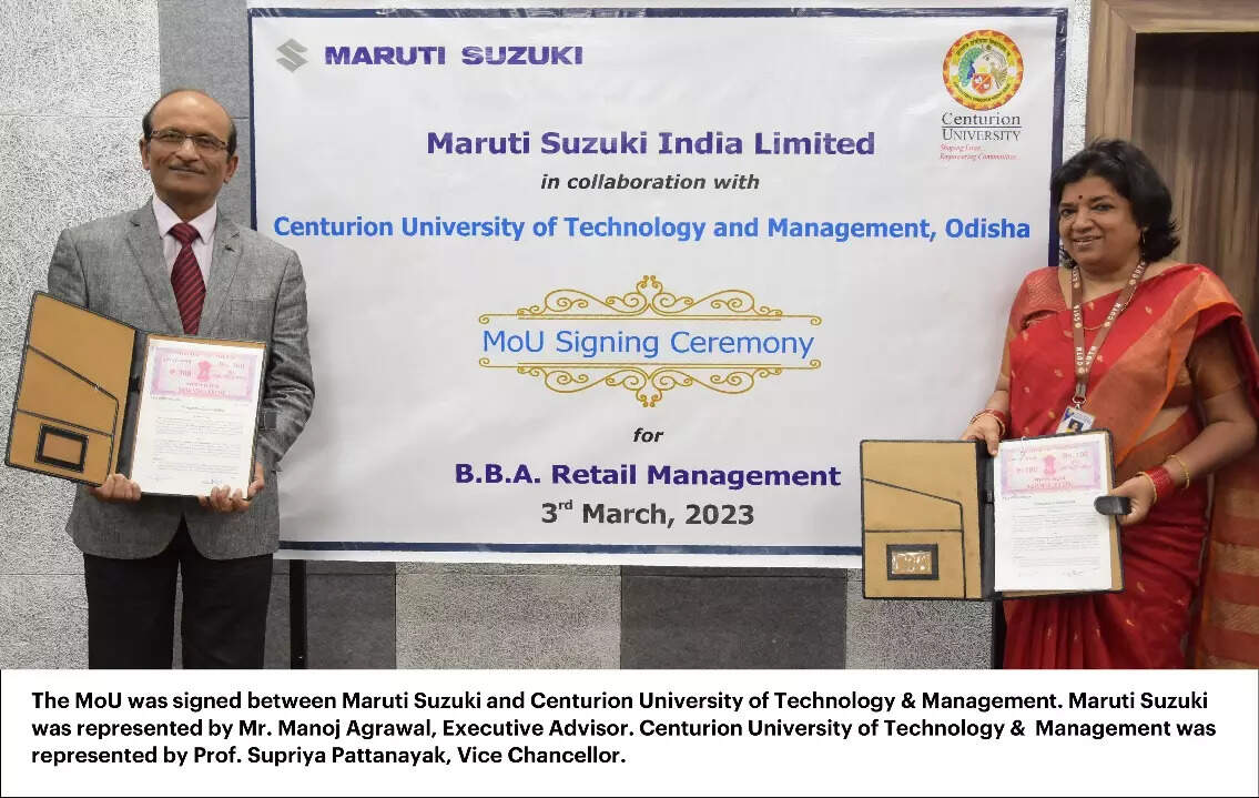 Maruti Suzuki MoU with Centurion University for BBA in Retail Management in Odisha