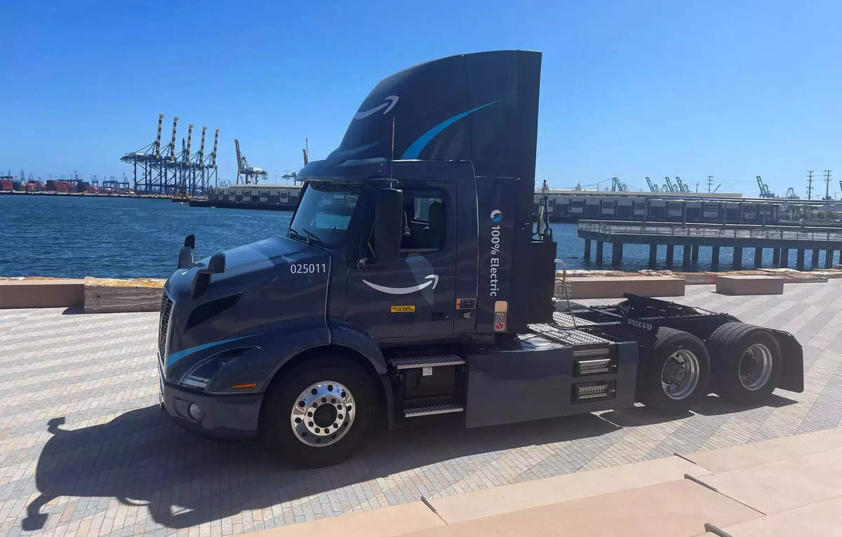 Amazon unveils first electric seaport trucks amid push to slash ...