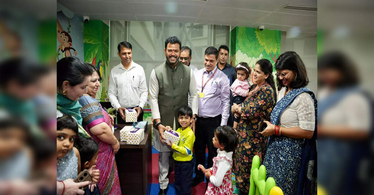 Civil Aviation Minister Rammohan Naidu inaugurates creche facility at Udaan Bhawan