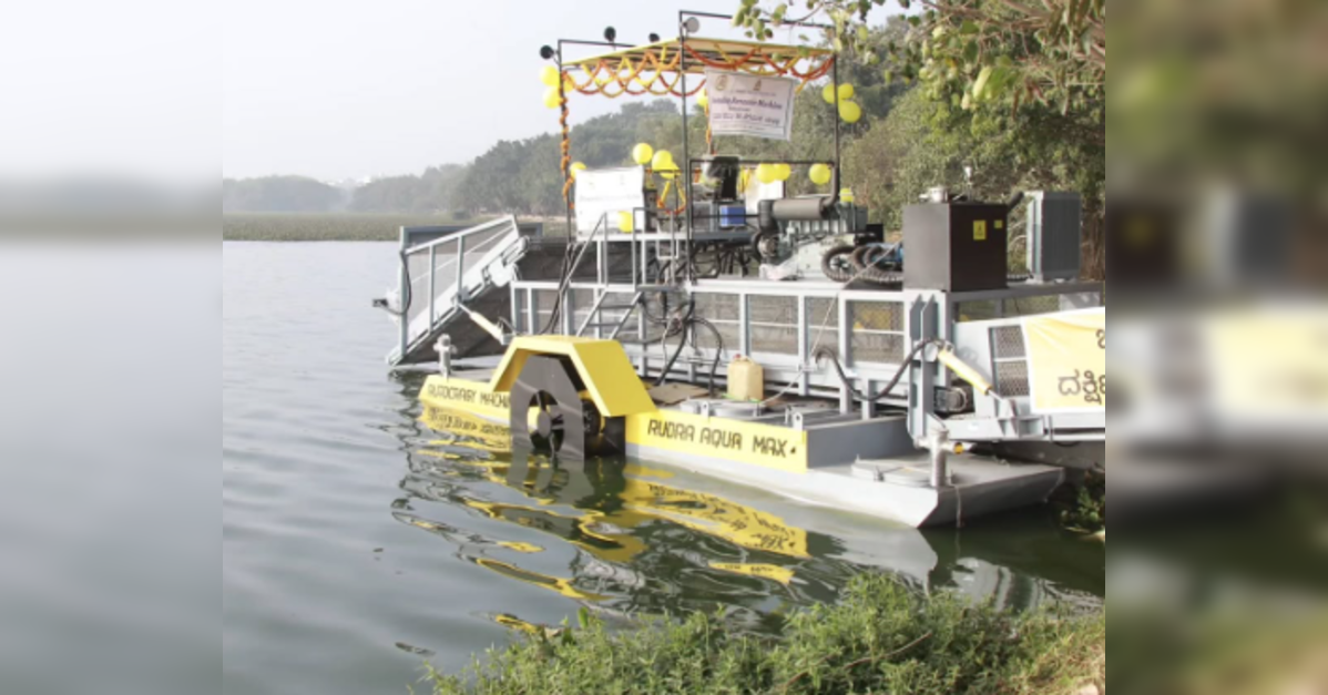 Greater Bengaluru Authority deploys aquatic weed removal machine for city lakes