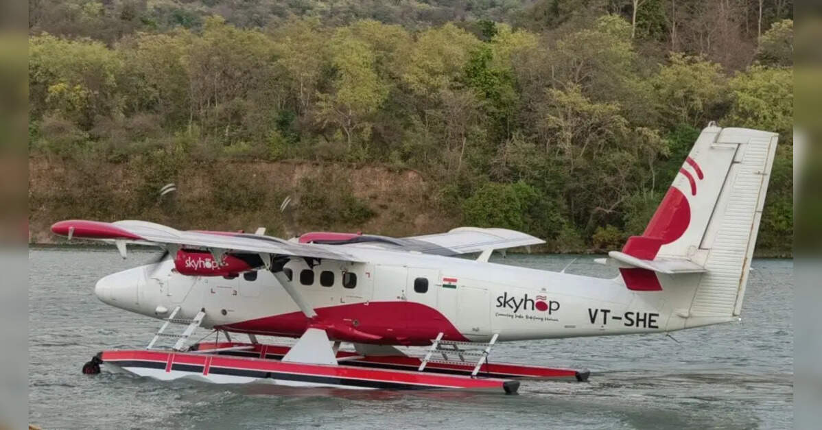 India's first plane converted to seaplane in India has a test flight on Ganga Barrage