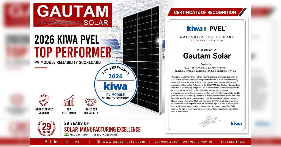 Gautam Solar recognised as top performer in the 2026 Kiwa PVEL PV Module Reliability Scorecard
